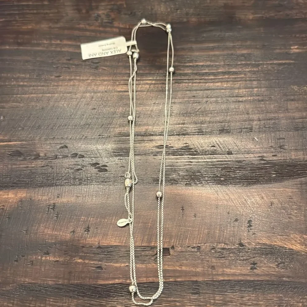NWT Alex and Ani Sterling Silver sliding bead necklace